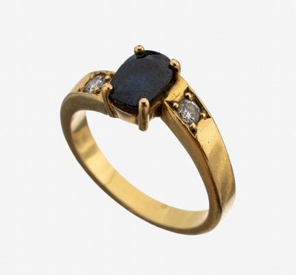Anillo de oro de 18 quilates con zafiro y brillant