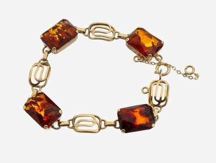 14 kt gold amber-bracelet , YG 585/000, 4 bevelled