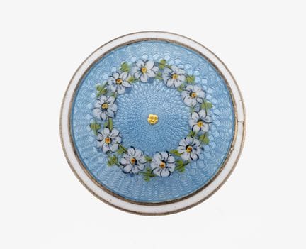 Enamel-brooch, approx. 1900 , silver tested,round,