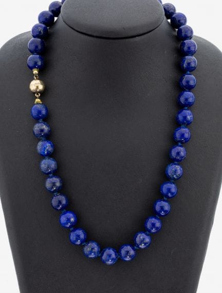 Lapis lazuli-necklace , spheres with pyrite-inclus