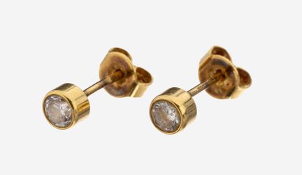 Pair of 18 kt gold brilliant-earrings , YG 750/000