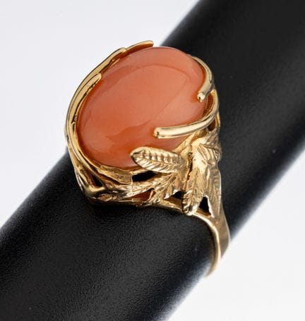 14 kt gold coral-ring, YG 585/000 tested, abstract