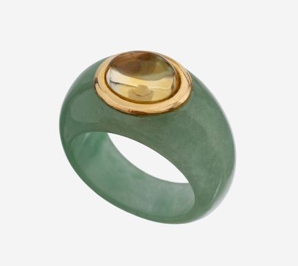 Jade-citrine-ring , splint made out of one piece j