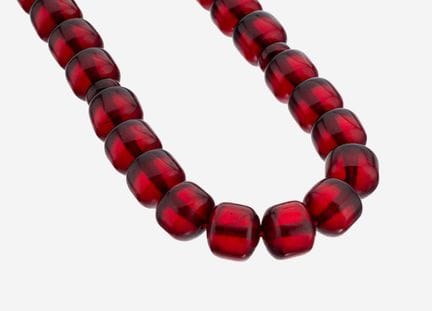 Indian amber-prayer beads , black cherry coloured 