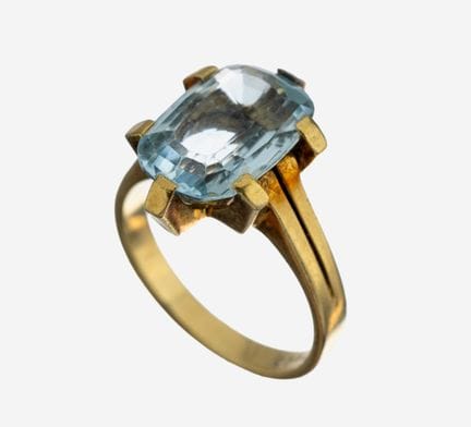 14 kt gold coloured stone-ring , YG 585/000,light 