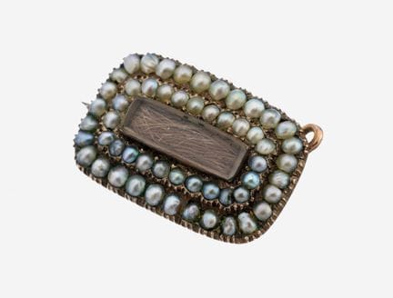14 kt gold pearl-brooch, 1830s , YG 585/000 under 
