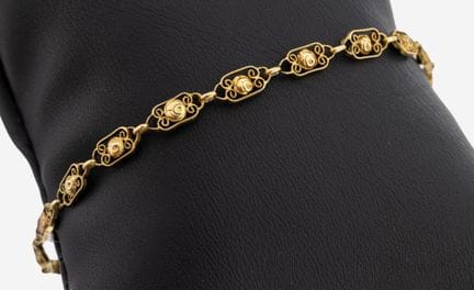14 kt gold bracelet, approx. 1910 , YG 585/000, li