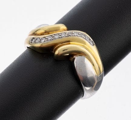 14 kt gold brilliant-ring , YG/WG 585/000, 11 bril