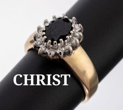 14 kt gold CHRIST sapphire-brilliant-ring , YG/WG 