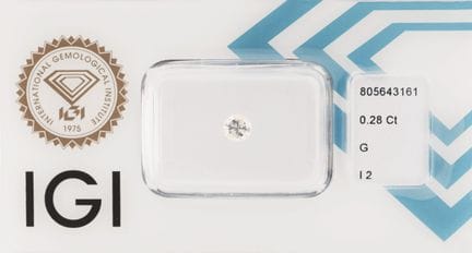 Diamante sciolto, 0,28 ct, bianco chiaro (G)/p2, s
