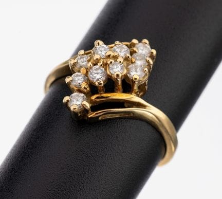 14 kt gold brilliant-ring , YG 585/000, highbuilt 