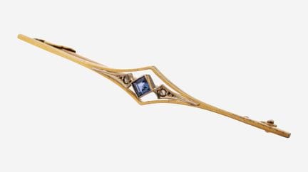 15 kt gold sapphire-diamond-brooch, England, appro