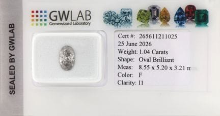 Diamante sfuso a faccette ovali, 1,04 ct bianco/p,