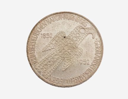 Silver coin, 5 Mark, Germany, 1952 , Germanic Muse