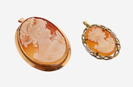 14 kt gold cameo-brooch , RG 585/000, oval shell c