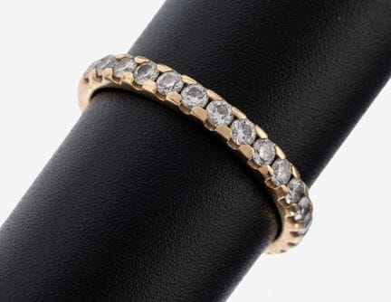 14 kt gold brilliant-ring , YG 585/000, 17 brillia