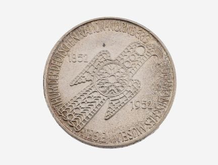 Moneda de plata de 5 marcos, Alemania, 1952, Germa