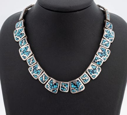Turquoise-necklace, Mexico , silver 925, links in 