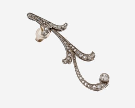 Single 14 kt gold diamond-earrings, approx. 1930 ,