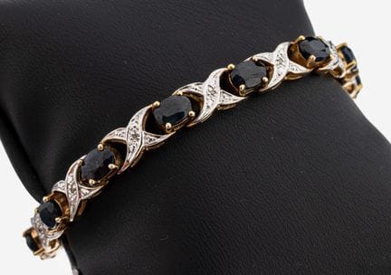 Pulsera de zafiros y diamantes, plata de ley 925 c