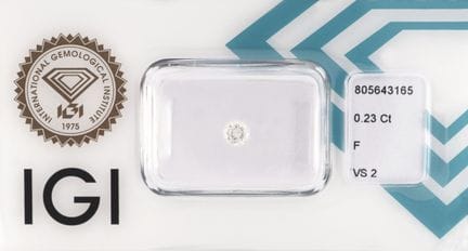 Diamante sciolto, 0,23 ct, bianco chiaro+(F)/vs2, 