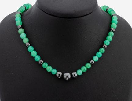 Collar de crisoprasa y hematita, cuentas de crisop