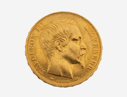 Gold coin 20 Francs Napoleon III. , France 1859 A