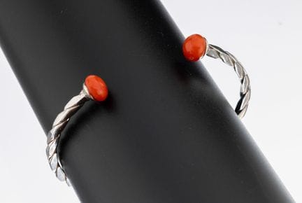 Coral-bangle, 1950s-70s , silver 835, twisted form