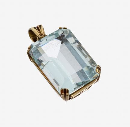 14 kt gold aquamarine-pendant, 1950s , YG 585/000,