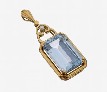 14 kt gold coloured stone-pearl-pendant , YG585/00