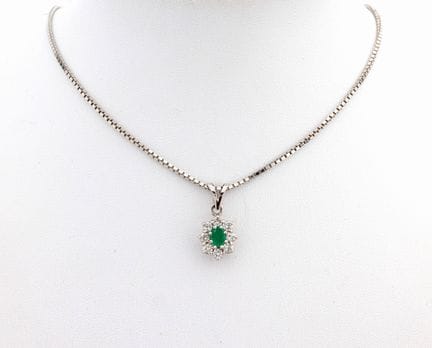 14 kt gold emerald-brilliant-pendant , WG 585/000,