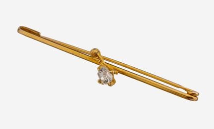 Alfiler de oro de 14 quilates con diamante, GG 585