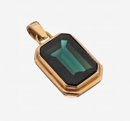 14 kt gold coloured stone-pendant , RG 585/000, be