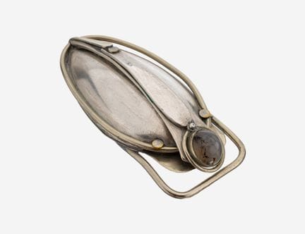 Unusual agate-belt buckle, 1970s , metal silver pl