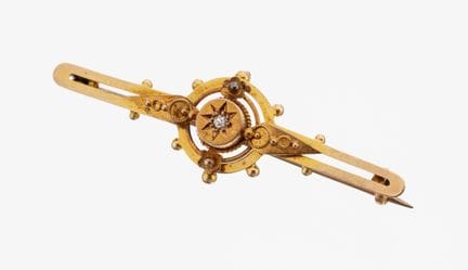 14 kt gold diamond-brooch, approx. 1880 , YG585/00