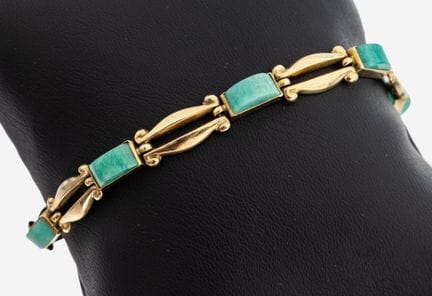 14 kt gold coloured stone-bracelet, Austria, Vienn