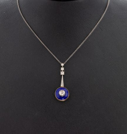 14 kt gold diamond-necklace, approx. 1920 , YG 585