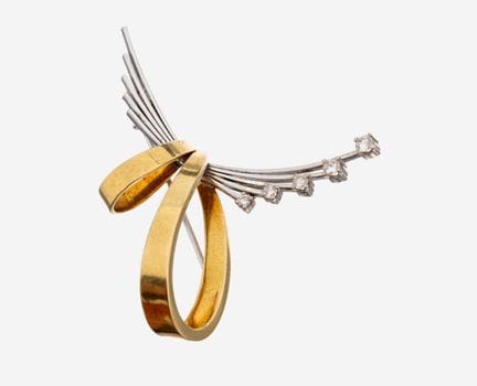 18 kt gold brilliant-brooch, 1950s , YG/WG 750/000