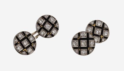 Pair of 18 kt gold diamond-cufflinks , WG/YG750/00