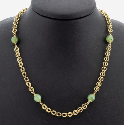 Collier en néphrite et or 18 carats, GG 750/000, 1