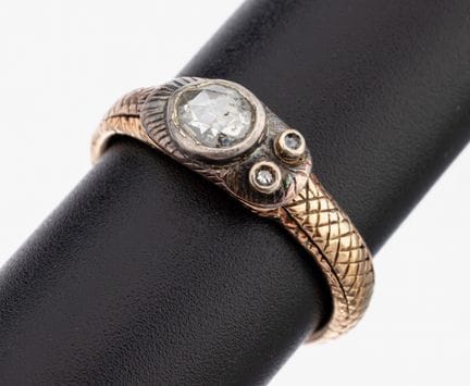 14 kt gold diamond-snakering, approx. 1890 ,RG 585