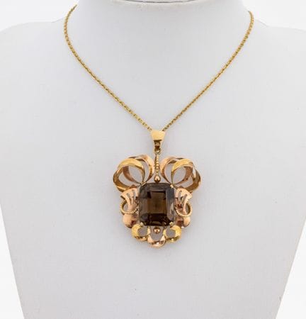 14 kt gold smoky quartz-pendant, Austria/Vienna, 1