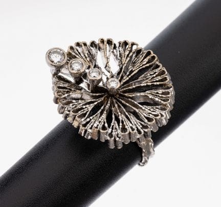 14 kt gold brilliant-ring, 1970s , WG 585/000 test