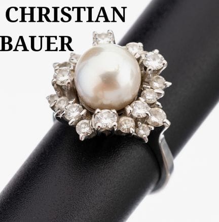 18 kt gold CHRISTIAN BAUER pearl-brilliant- ring ,
