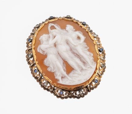 18 kt gold cameo-brooch, approx. 1920 , YG 750/000