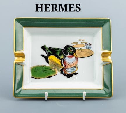 HERMES ashtray , porcelain, presentation of a male