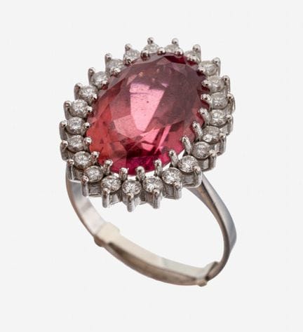 18 kt gold tourmaline-brilliant-ring , WG 750/000,