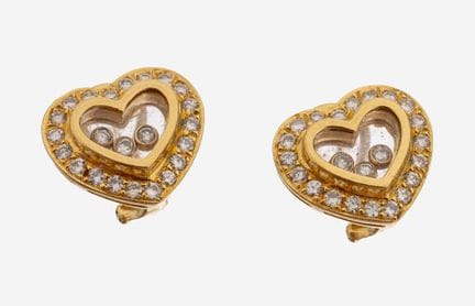 Paire de boucles d'oreilles en or 18 carats sertie
