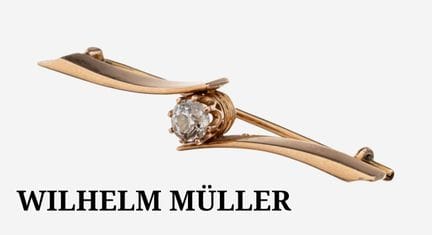 14 kt gold diamond-brooch, approx. 1910 , YG585/00