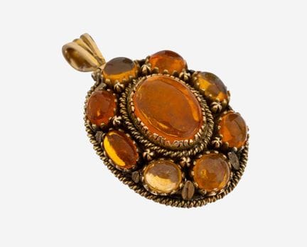 Pendentif en or 14 carats avec opales, poinçon GG 